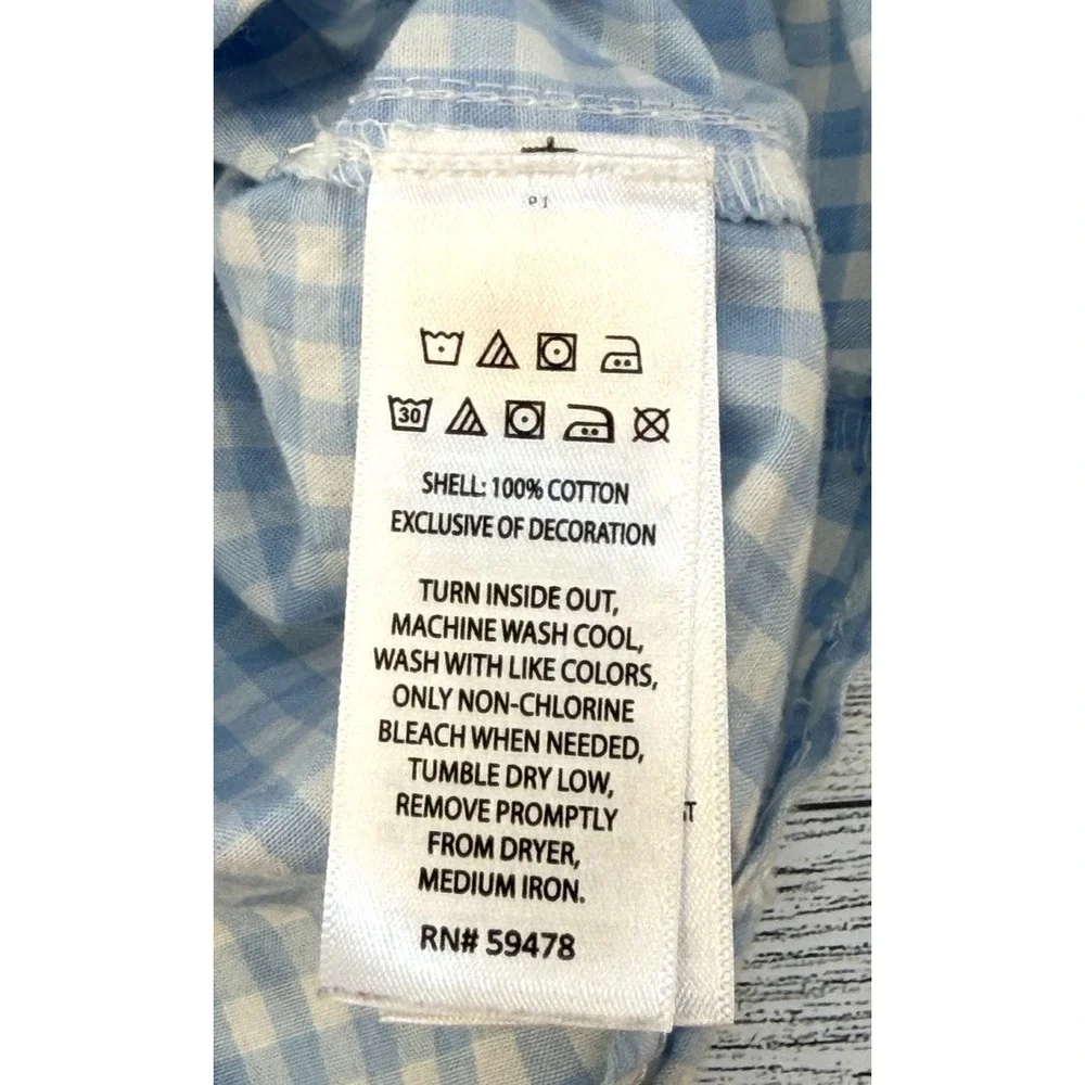 Tommy‎ Bahama Youth Boys Shirt Small 5-6 Blue Check Long Sleeve Button Up Soft